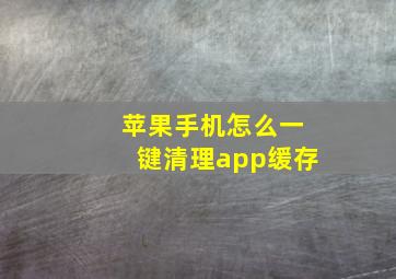 苹果手机怎么一键清理app缓存