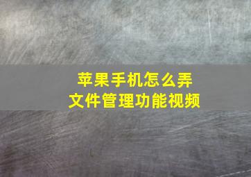 苹果手机怎么弄文件管理功能视频