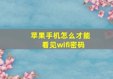 苹果手机怎么才能看见wifi密码