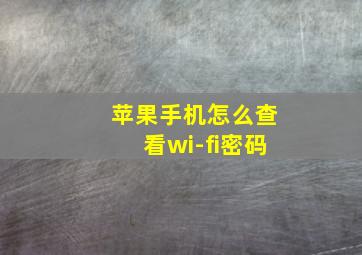 苹果手机怎么查看wi-fi密码