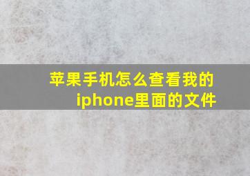 苹果手机怎么查看我的iphone里面的文件