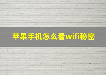 苹果手机怎么看wifi秘密