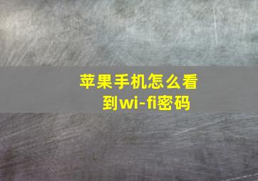 苹果手机怎么看到wi-fi密码