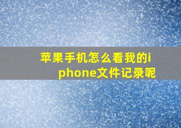 苹果手机怎么看我的iphone文件记录呢