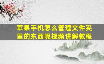 苹果手机怎么管理文件夹里的东西呢视频讲解教程