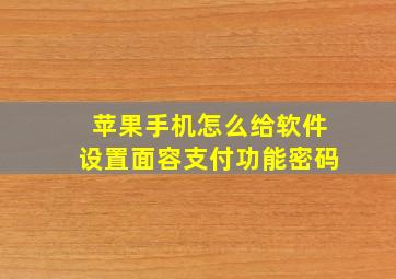 苹果手机怎么给软件设置面容支付功能密码