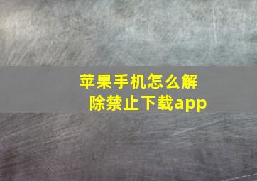 苹果手机怎么解除禁止下载app