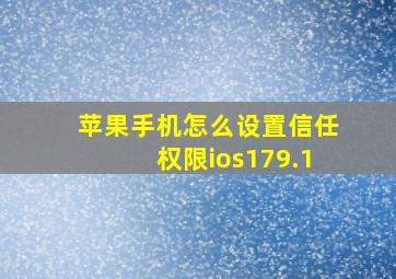 苹果手机怎么设置信任权限ios179.1