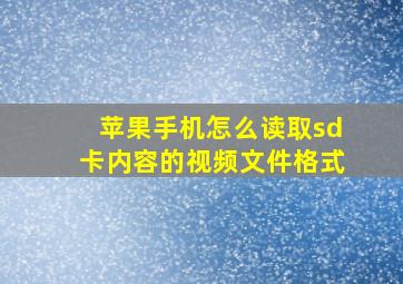 苹果手机怎么读取sd卡内容的视频文件格式