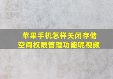 苹果手机怎样关闭存储空间权限管理功能呢视频