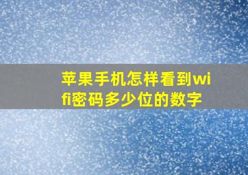 苹果手机怎样看到wifi密码多少位的数字