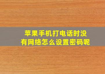 苹果手机打电话时没有网络怎么设置密码呢