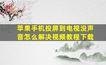 苹果手机投屏到电视没声音怎么解决视频教程下载