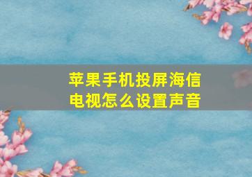 苹果手机投屏海信电视怎么设置声音