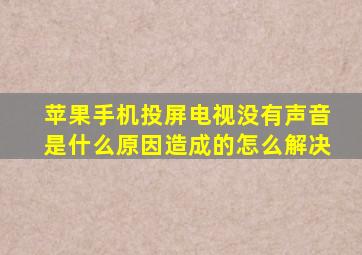 苹果手机投屏电视没有声音是什么原因造成的怎么解决