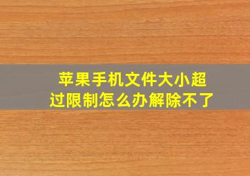 苹果手机文件大小超过限制怎么办解除不了