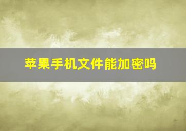 苹果手机文件能加密吗