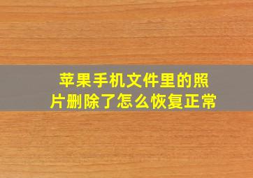 苹果手机文件里的照片删除了怎么恢复正常