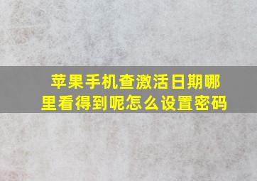 苹果手机查激活日期哪里看得到呢怎么设置密码