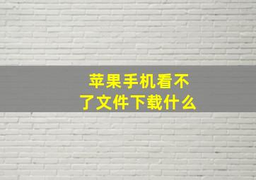 苹果手机看不了文件下载什么