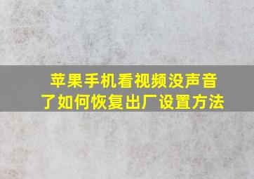 苹果手机看视频没声音了如何恢复出厂设置方法