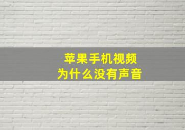 苹果手机视频为什么没有声音