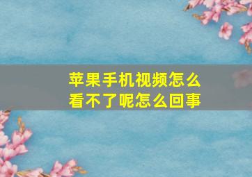 苹果手机视频怎么看不了呢怎么回事