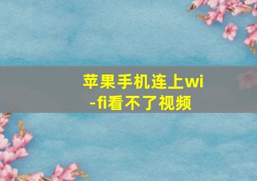 苹果手机连上wi-fi看不了视频