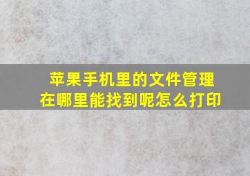 苹果手机里的文件管理在哪里能找到呢怎么打印