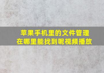 苹果手机里的文件管理在哪里能找到呢视频播放