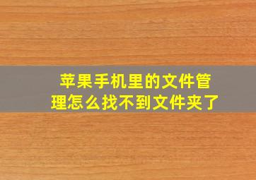 苹果手机里的文件管理怎么找不到文件夹了