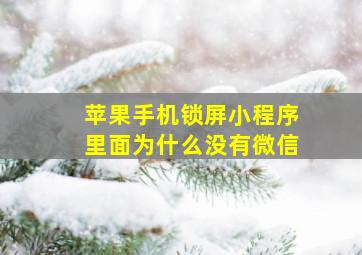 苹果手机锁屏小程序里面为什么没有微信