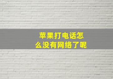 苹果打电话怎么没有网络了呢