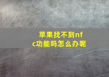 苹果找不到nfc功能吗怎么办呢