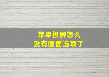 苹果投屏怎么没有画面选项了