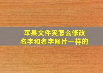 苹果文件夹怎么修改名字和名字图片一样的