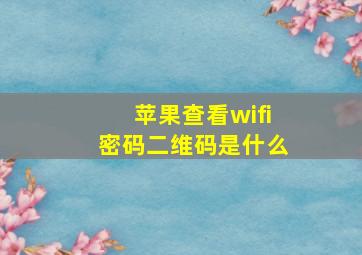 苹果查看wifi密码二维码是什么