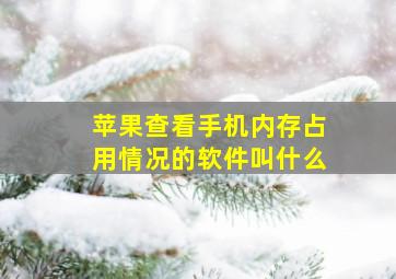 苹果查看手机内存占用情况的软件叫什么