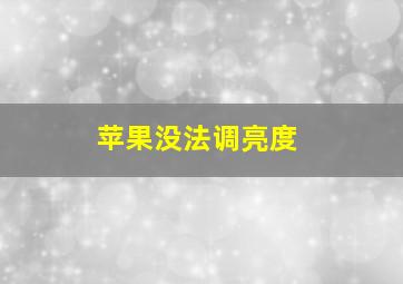 苹果没法调亮度