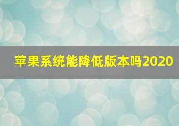 苹果系统能降低版本吗2020