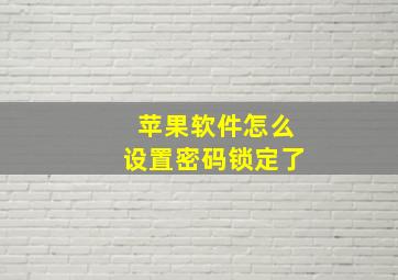 苹果软件怎么设置密码锁定了