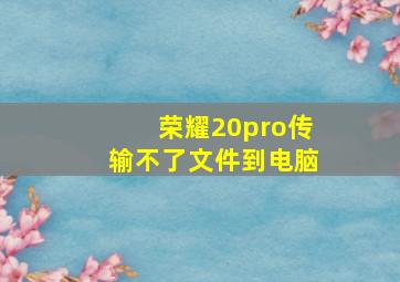 荣耀20pro传输不了文件到电脑