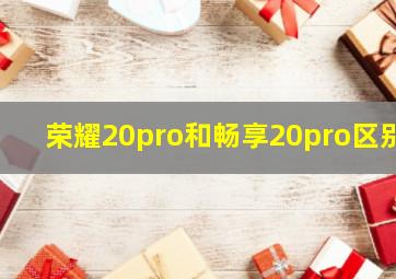 荣耀20pro和畅享20pro区别