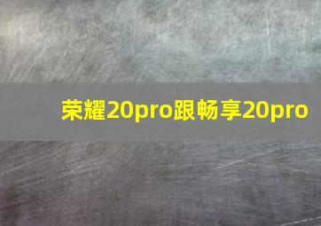 荣耀20pro跟畅享20pro