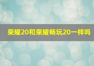 荣耀20和荣耀畅玩20一样吗