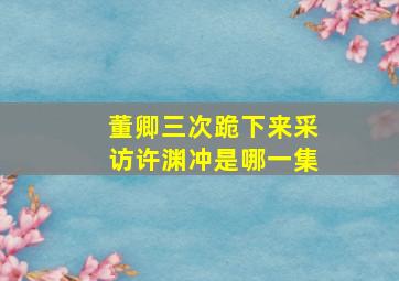 董卿三次跪下来采访许渊冲是哪一集