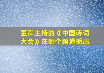 董卿主持的《中国诗词大会》在哪个频道播出