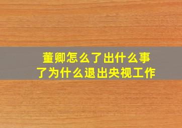 董卿怎么了出什么事了为什么退出央视工作