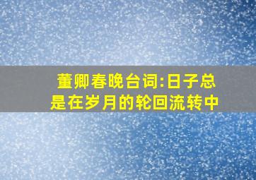 董卿春晚台词:日子总是在岁月的轮回流转中