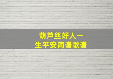 葫芦丝好人一生平安简谱歌谱